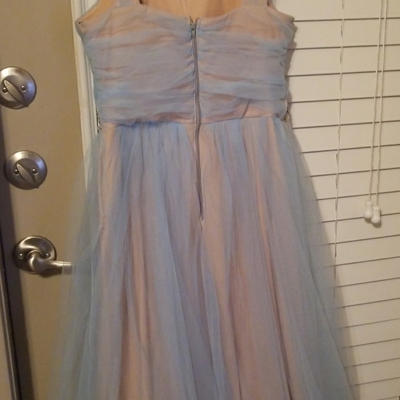 JODI KRISTOPHER| Blushy Nude and Muted Blue Dress - Picture 7 of 8